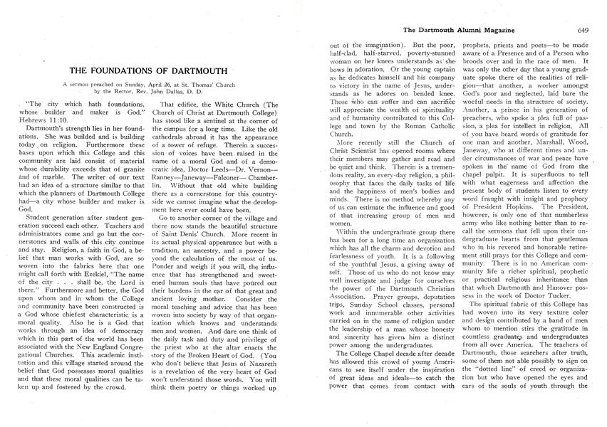 THE FOUNDATIONS OF DARTMOUTH
