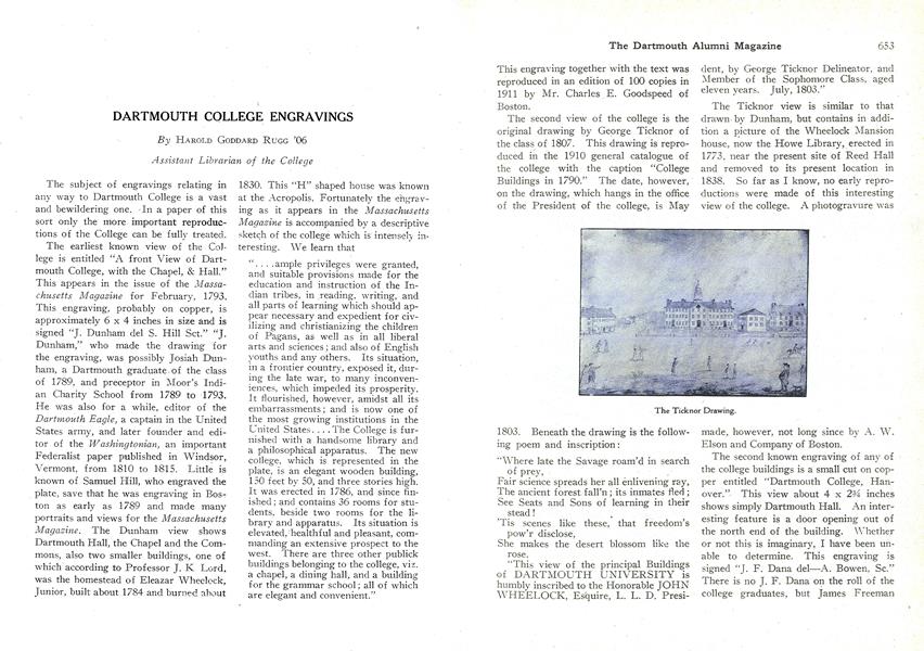 DARTMOUTH COLLEGE ENGRAVINGS