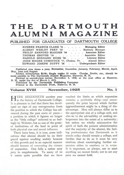 Issue: - November 1925 | Dartmouth Alumni Magazine