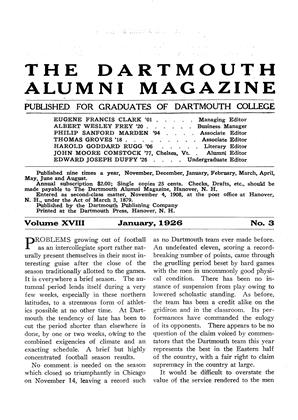 January, 1926 | Dartmouth Alumni Magazine
