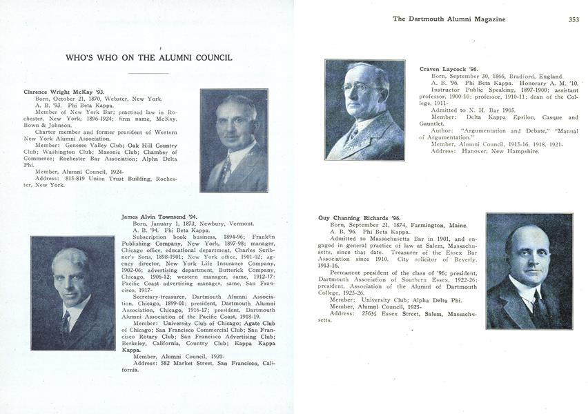 WHO'S WHO ON THE ALUMNI COUNCIL