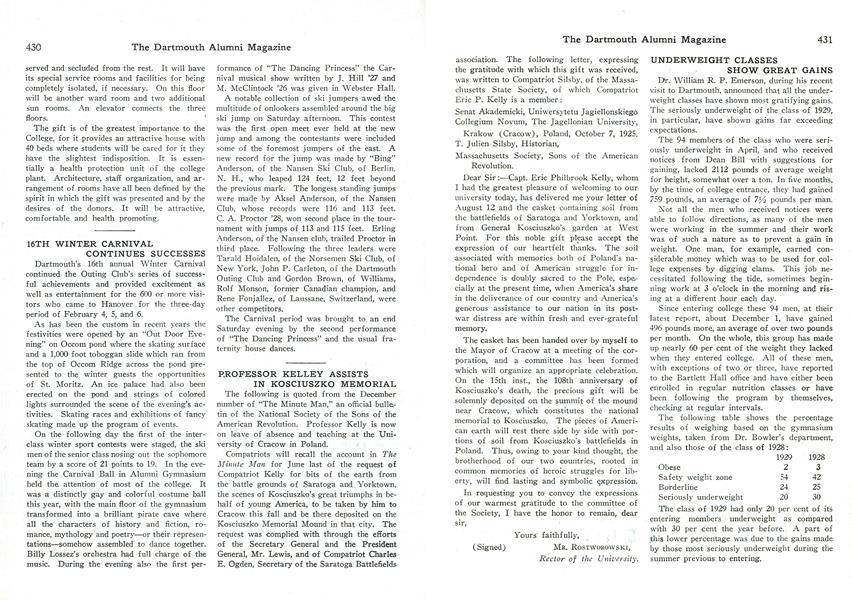 PROFESSOR KELLEY ASSISTS IN KOSCIUSZKO MEMORIAL