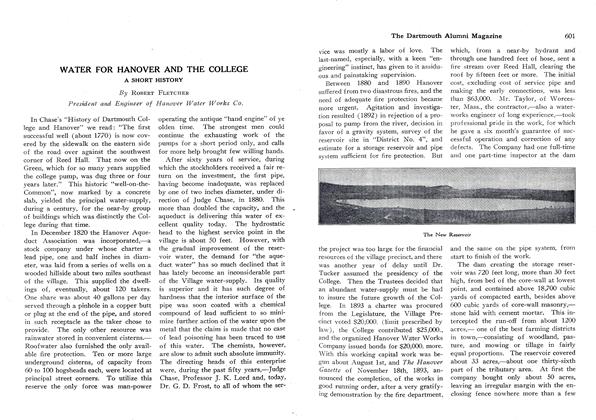 WATER FOR HANOVER AND THE COLLEGE