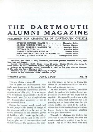 June, 1926 | Dartmouth Alumni Magazine