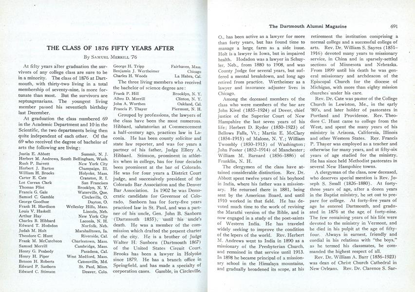 THE CLASS OF 1876 FIFTY YEARS AFTER