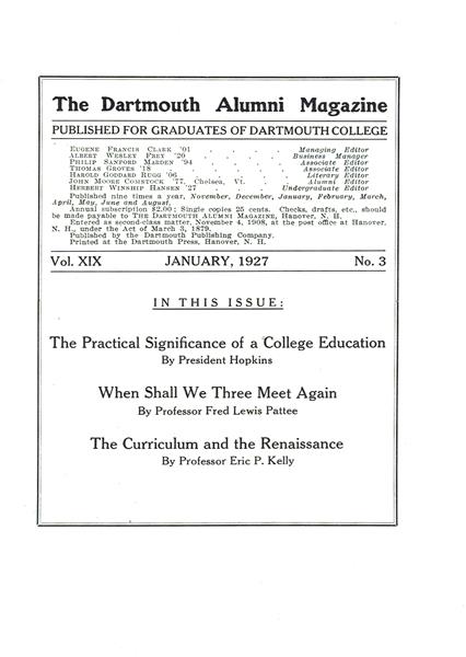 Issue: - January 1927 | Dartmouth Alumni Magazine