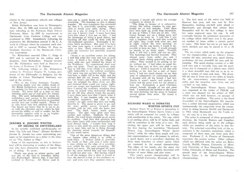 JEROME K. JEROME WRITES OF SKIING IN SWITZERLAND