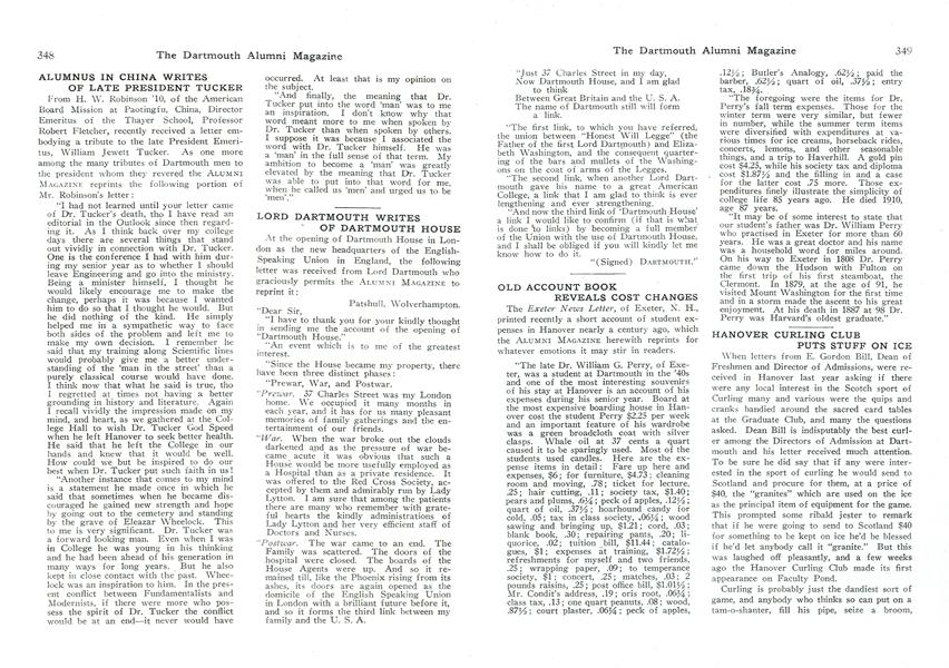 LORD DARTMOUTH WRITES OF DARTMOUTH HOUSE