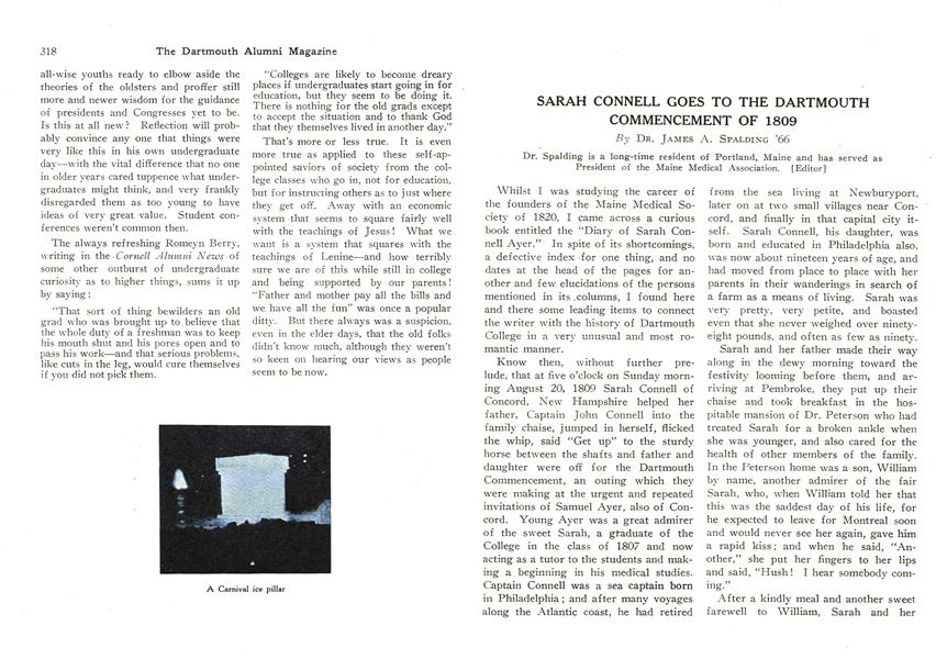 SARAH CONNELL GOES TO THE DARTMOUTH COMMENCEMENT OF 1809