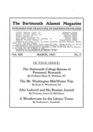 MARCH, 1927 | Dartmouth Alumni Magazine