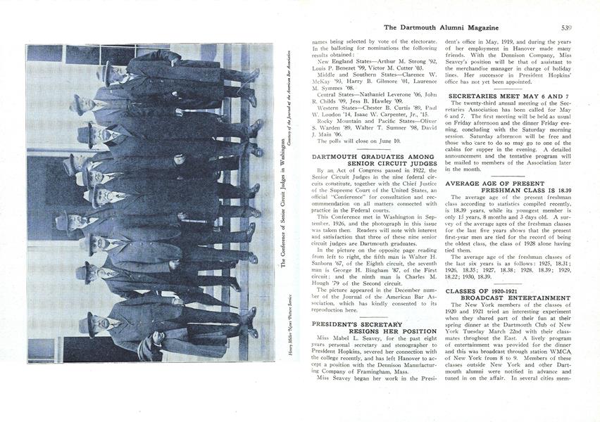 CLASSES OF 1920-1921 BROADCAST ENTERTAINMENT