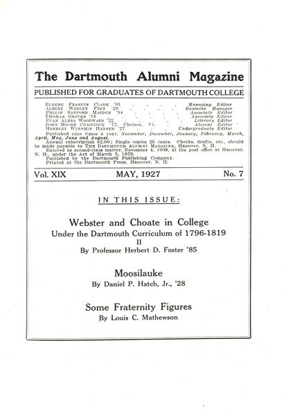 Issue: - May 1927 | Dartmouth Alumni Magazine