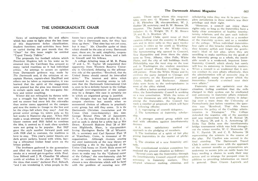 THE UNDERGRADUATE CHAIR