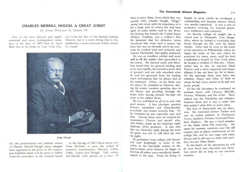 CHARLES MERRILL HOUGH, A GREAT JURIST