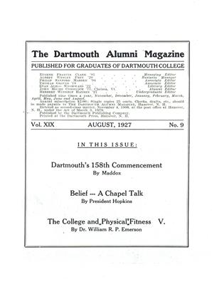 AUGUST, 1927 | Dartmouth Alumni Magazine