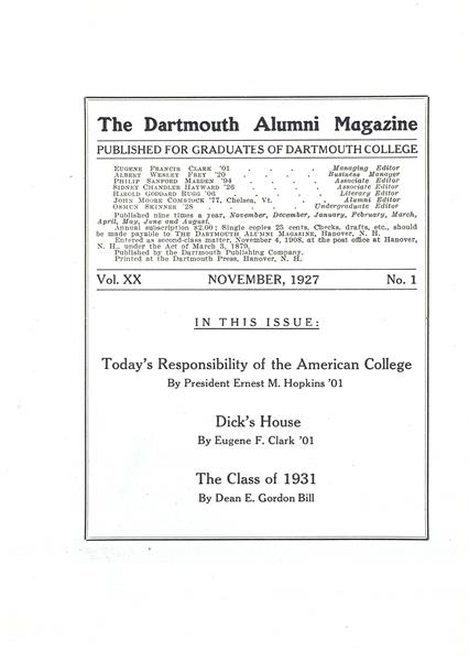 Issue: - November 1927 | Dartmouth Alumni Magazine