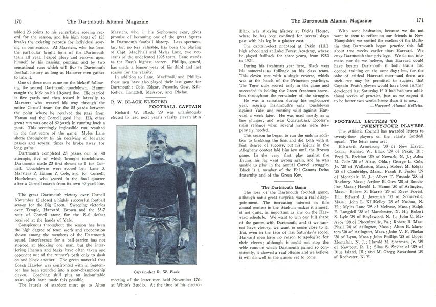 R. W. BLACK ELECTED FOOTBALL CAPTAIN