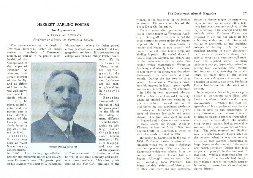 HERBERT DARLING FOSTER An Appreciation