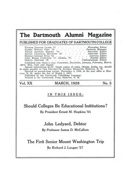 Issue: - March 1928 | Dartmouth Alumni Magazine