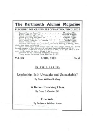 APRIL 1928 | Dartmouth Alumni Magazine