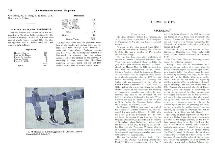 HOOVER ELECTED PRESIDENT