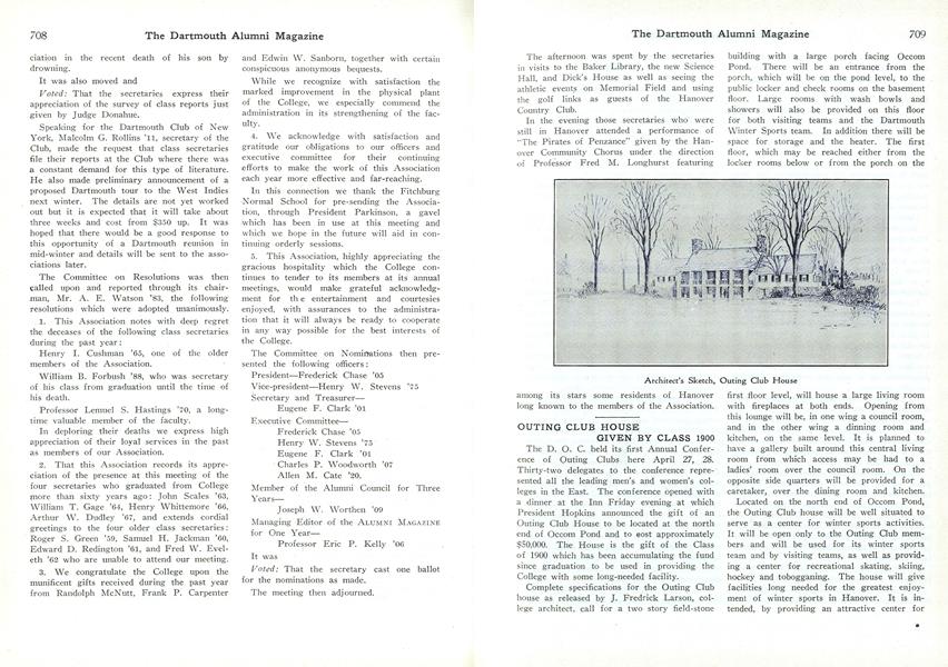 OUTING CLUB HOUSE GIVEN BY CLASS 1900