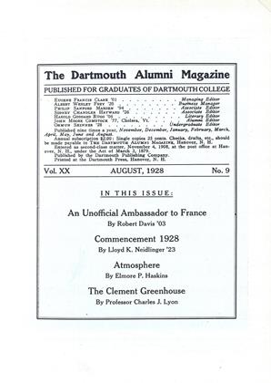 AUGUST, 1928 | Dartmouth Alumni Magazine