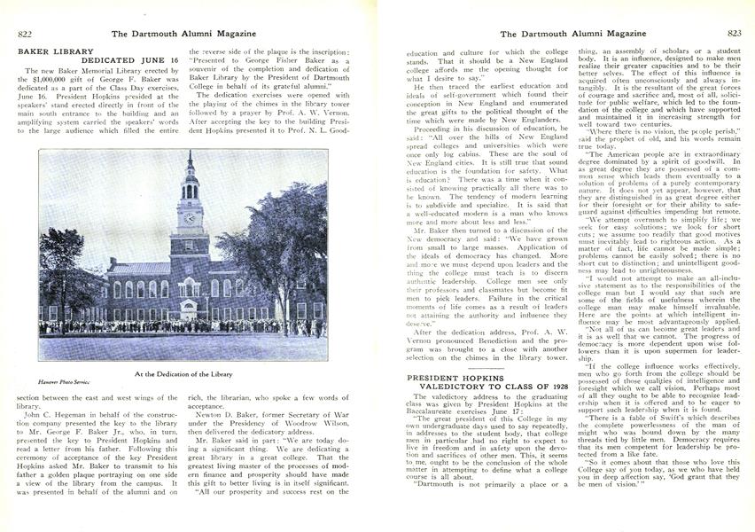 PRESIDENT HOPKINS VALEDICTORY TO CLASS OF 1928