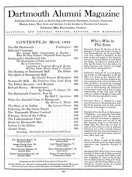 Issue: - March 1929 | Dartmouth Alumni Magazine