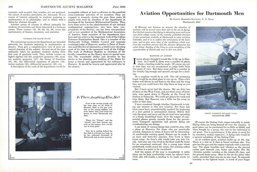 Aviation Opportunities for Dartmouth Men