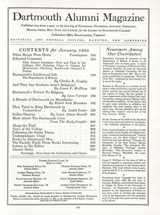 January, 1930 | Dartmouth Alumni Magazine