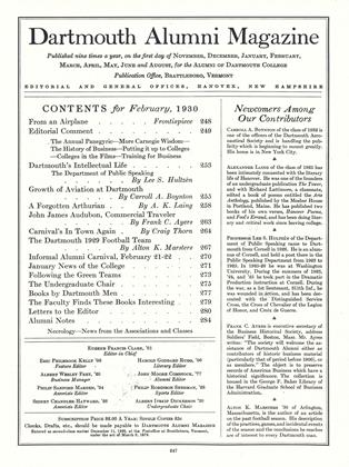 FEBRUARY 1930 | Dartmouth Alumni Magazine