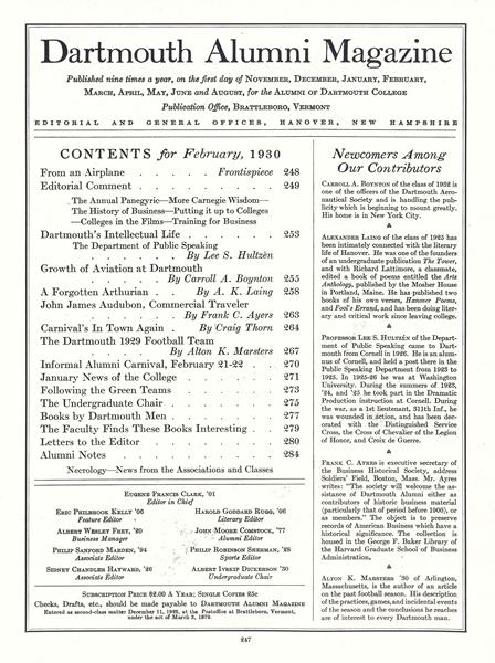 Issue: - February 1930 | Dartmouth Alumni Magazine