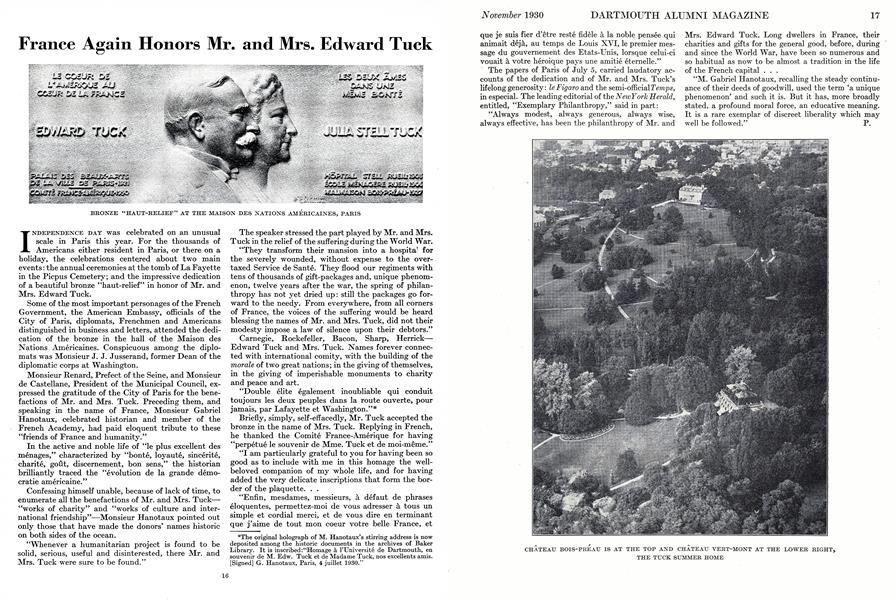 France Again Honors Mr. and Mrs. Edward Tuck