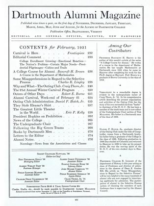 February, 1931 | Dartmouth Alumni Magazine