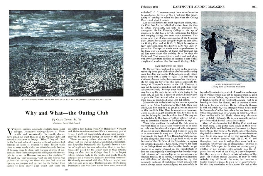 Why and What—the Outing Club
