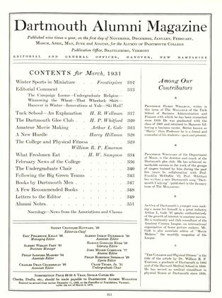MARCH 1931 | Dartmouth Alumni Magazine