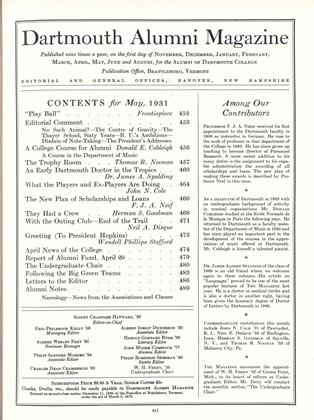 MAY 1931 | Dartmouth Alumni Magazine