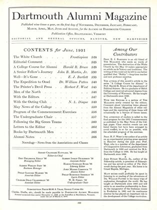 June 1931 | Dartmouth Alumni Magazine