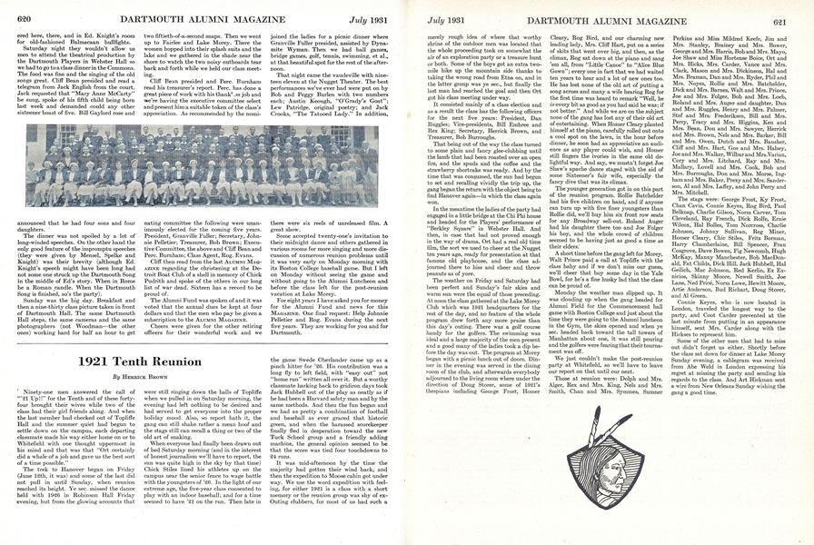 1921 Tenth Reunion