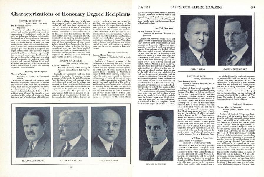 Characterizations of Honorary Degree Recipients