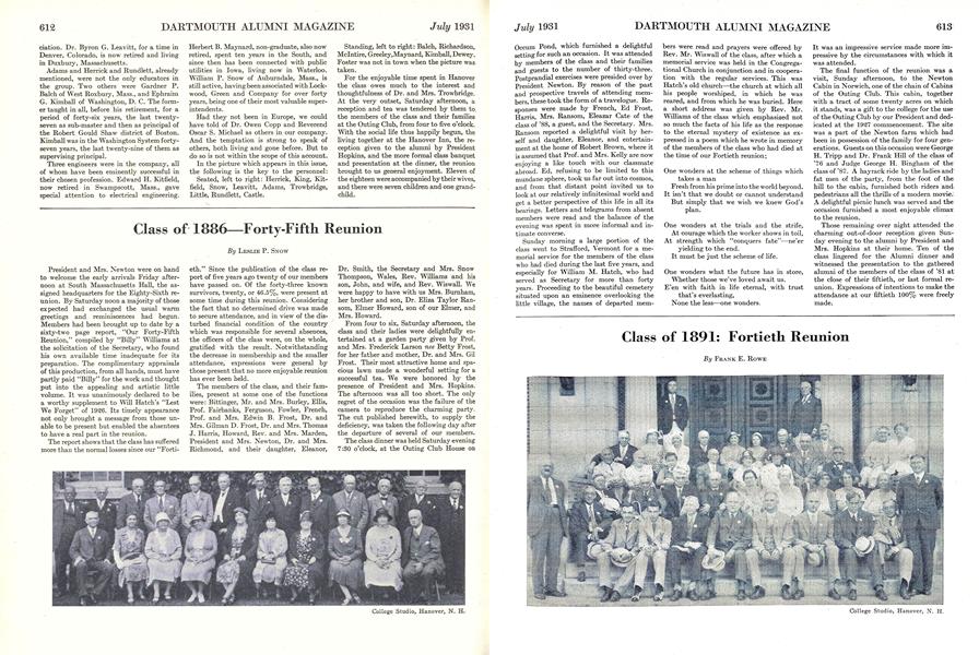 Class of 1886 Forty-Fifth Reunion