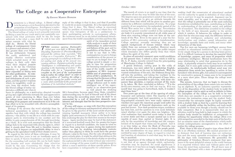 The College as a Cooperative Enterprise