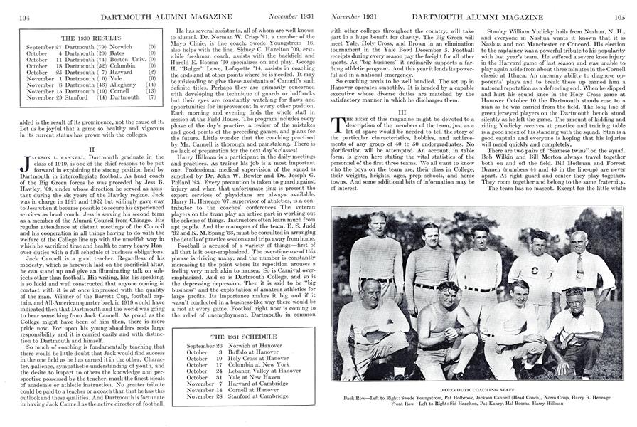 THE 1931 SCHEDULE
