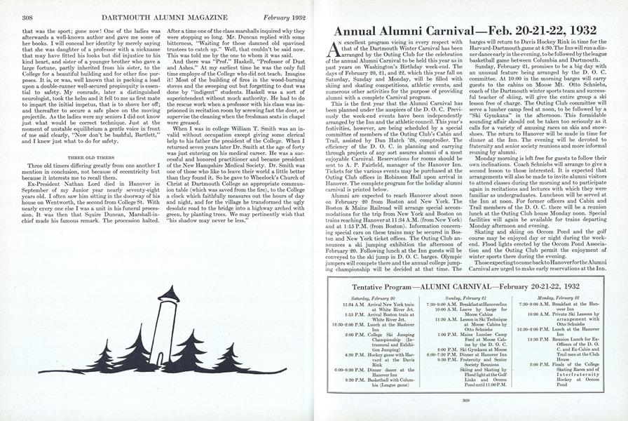 Tentative Program—ALUMNl 20-21-22, 1932