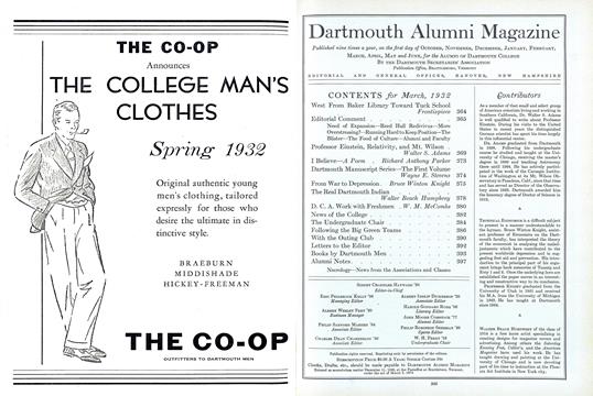Contributors, Page: 363 - MARCH 1932 | Dartmouth Alumni Magazine