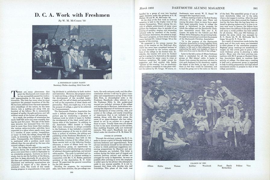 D. C. A. Work with Freshmen