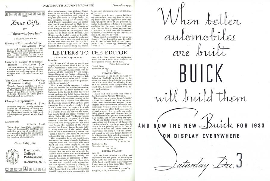 LETTERS TO THE EDITOR