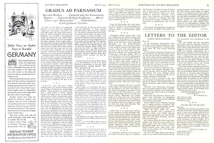 LETTERS TO THE EDITOR