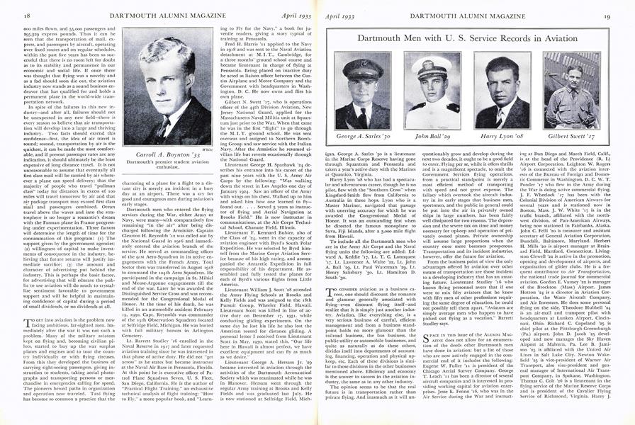 Dartmouth Men with U. S. Service Records in Aviation